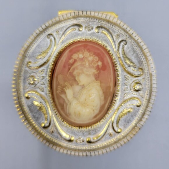 Farington Other - Vintage Farington Silver & Gold-Plated Ornate Jewelry Trinket Box With Cameo Lid